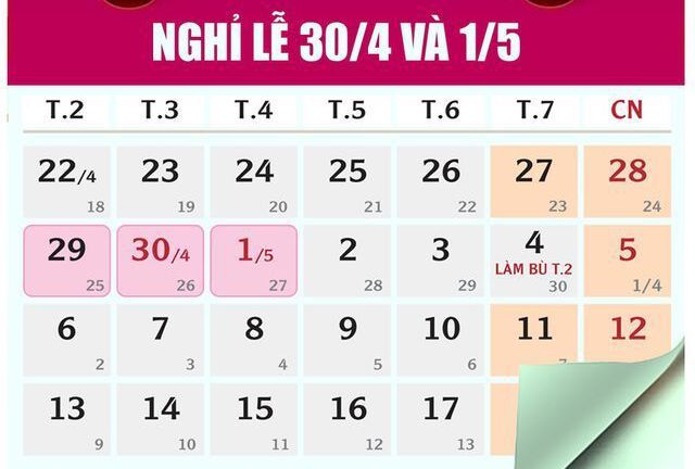 Dịp Giỗ tổ Hùng Vương và lễ 30/4-1/5, người lao động được nghỉ mấy ngày?