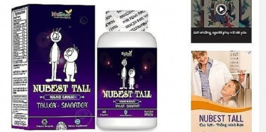 Cẩn trọng với thông tin quảng cáo thực phẩm BVSK Nubest tall trên một số website