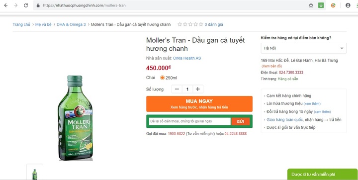 Website Nhà thuốc Phương Chính có dấu hiệu lừa dối người tiêu dùng