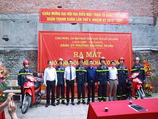 Phường Khương Trung ra mắt mô hình đội chữa cháy cơ động – đẩy mạnh công tác PCCC hiệu quả