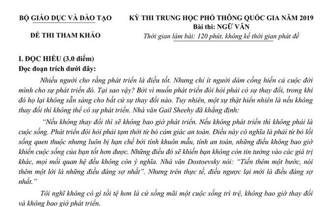 Thử sức làm đề thi tham khảo môn Ngữ văn THPT quốc gia trước khi 