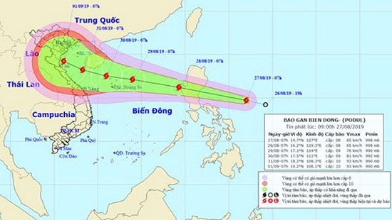Bão Podul giật cấp 10 hướng vào Biển Đông dịp nghỉ lễ 2/9