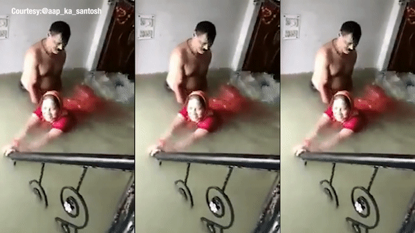 Sửng sốt trước cảnh nhà ngập nước, chồng tranh thủ dạy vợ tập bơi