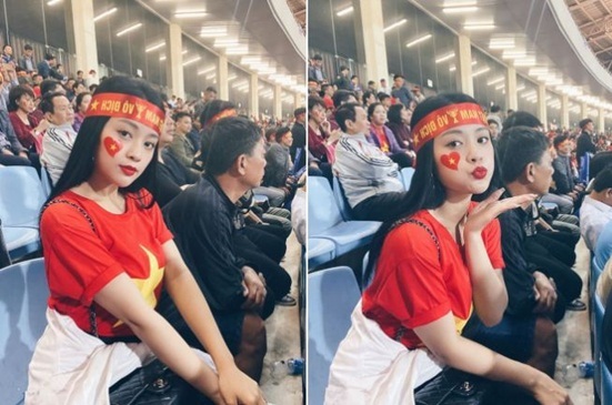Cận cảnh nhan sắc nữ CĐV khiến dân mạng ngẩn ngơ vì quá xinh đẹp