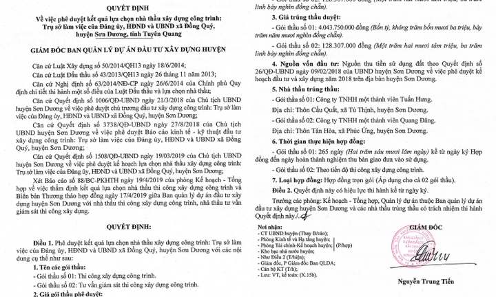 Sơn Dương (Tuyên Quang): Kịch bản “trúng thầu sát giá” liên tục diễn ra