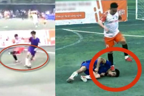 Video: Rùng mình vì pha phạm lỗi thô bạo của cầu thủ đạp lên mặt đối phương