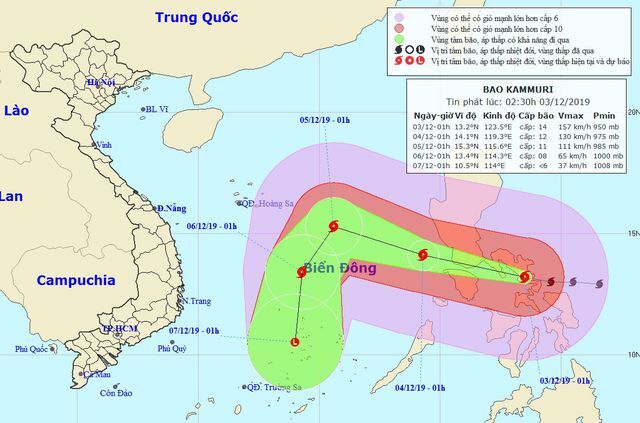 Bão Kammuri giật cấp 17 sắp tiến vào Biển Đông