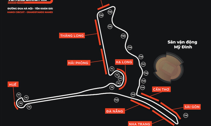 Khán đài đường đua công thức 1 Hà Nội mang tên địa danh nổi tiếng Việt Nam 