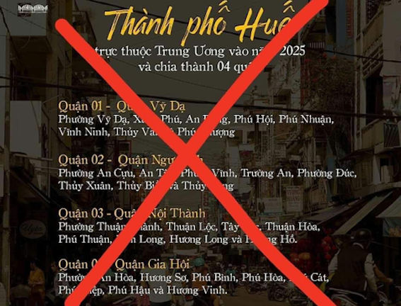 Thực hư thông tin TP. Huế trực thuộc Trung ương được chia thành 4 quận năm 2025