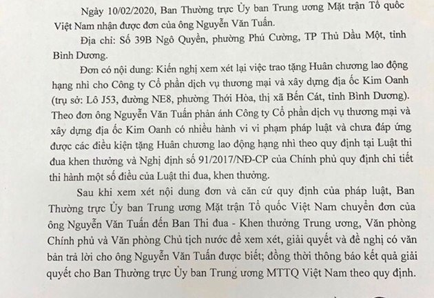 Lùm xum quanh Kim Oanh Group: Nợ thuế vẫn được nhận huy chương (Bài 4)