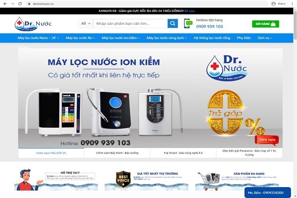 Doctor Nước - Trung tâm phân phối hàng đầu với hơn 100+ dòng máy lọc nước
