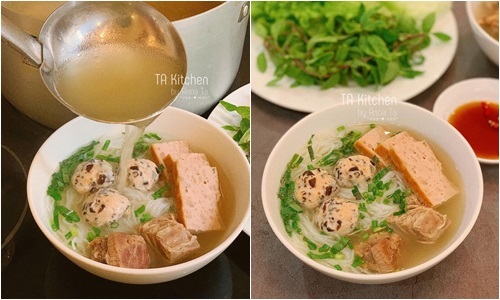 Vợ trổ tài nấu bún mọc sườn đậm đà hấp dẫn, chồng chỉ muốn về nhà thưởng thức