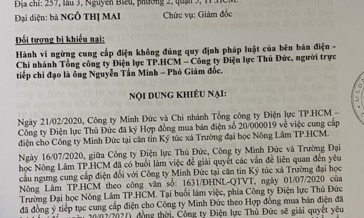 Điện lực Thủ Đức đơn phương ngừng cấp điện: Ai chịu trách nhiệm bồi thường thiệt hại?