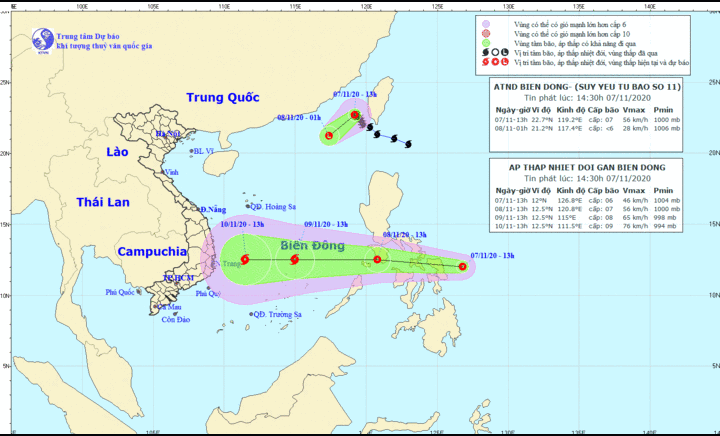 Dự báo thời tiết ngày 8/11: Xuất hiện áp thấp nhiệt đới gần biển Đông