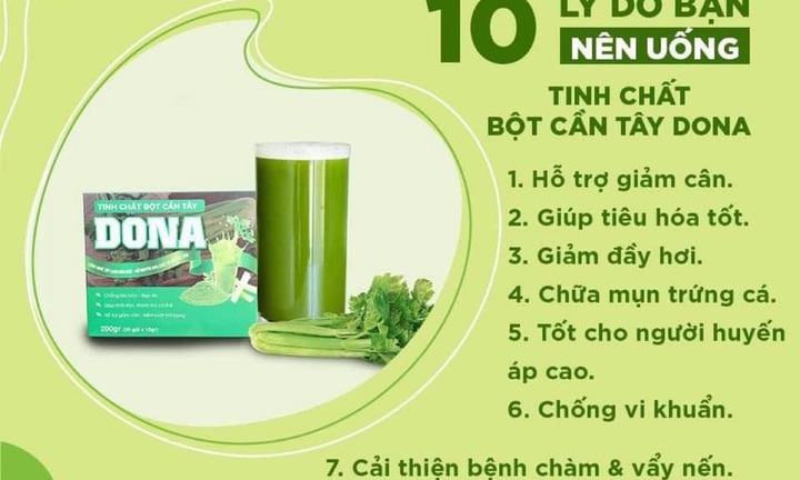 Bột cần tây Dona - Bí quyết chăm da, giữ dáng cho chị em phụ nữ