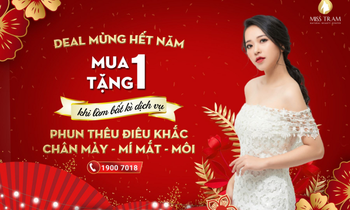 Môi hồng đón Tết với trọn gói xử lý thâm - Phun môi tại Miss Tram