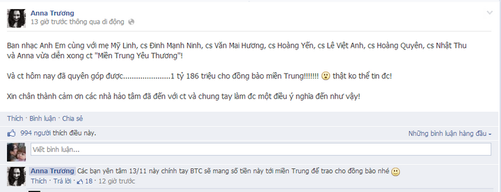 Anna Trương gửi lời cảm ơn sau đêm nhạc