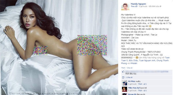 Khoe hình nude ngày Valentine, Minh Tú bị lên án