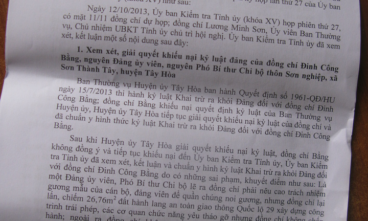 Phó giám đốc Sở Tư pháp bị đề nghị khai trừ Đảng