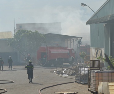 TP.HCM: Cháy lớn tại xưởng chế biến gỗ