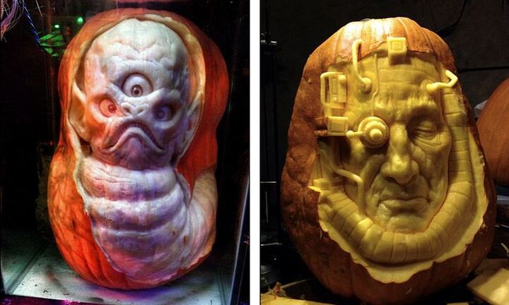 Tác phẩm điều khắc rùng rợn bằng bí ngô