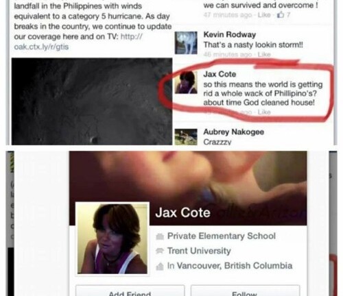 Phẫn nộ bình luận vô cảm về siêu bão của giáo viên Canada