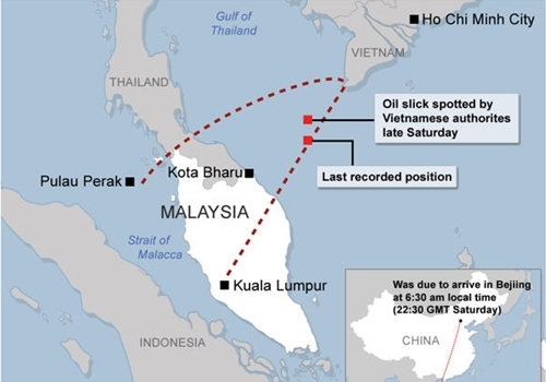 Máy bay Malaysia “mất tích” đổi hướng sang phía tây