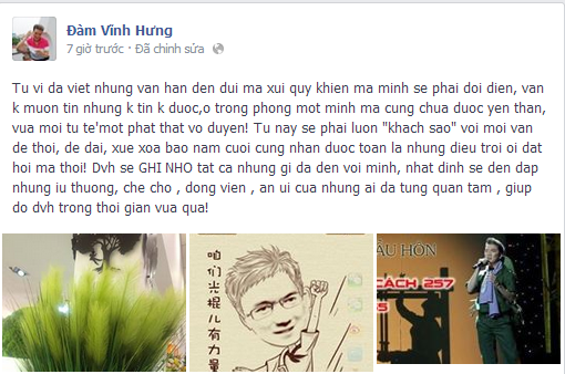 Đàm Vĩnh Hưng trải lòng trên Facebook sau bão scandal