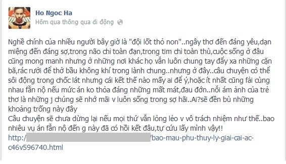 Facebook sao 24h: Hồ Ngọc Hà cho rằng nhiều người 