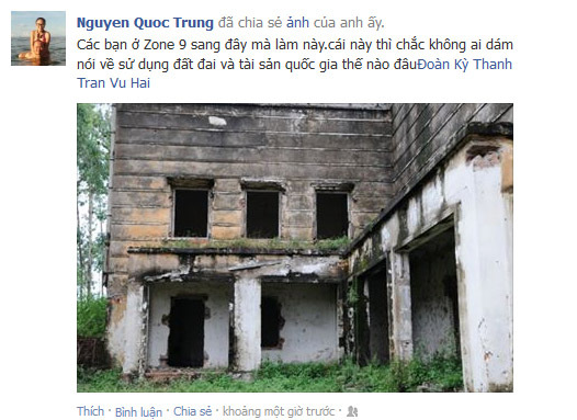 Facebook Sao 24h : Nhạc sĩ Quốc Trung gợi ý địa điểm mới cho Zone 9