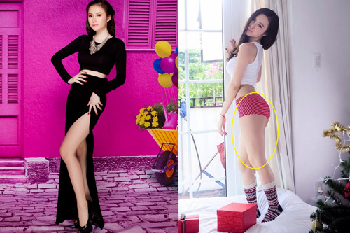 Tung ảnh hậu trường, Angela Phương Trinh lộ đùi to và vòng eo ngấn mỡ