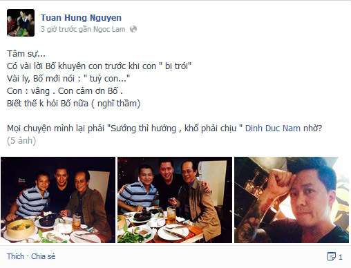 Facebook sao 24h: Tuấn Hưng xin lời khuyên của bố trước khi