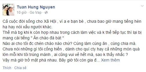 Tuấn Hưng tức giận vì bị đàn anh trong nghề nói xấu