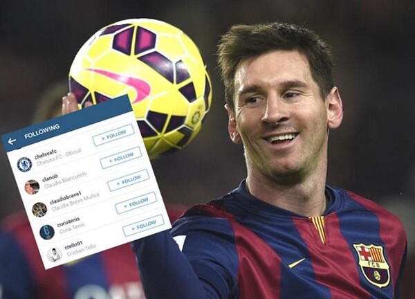 Messi theo dõi tài khoản của Chelsea
