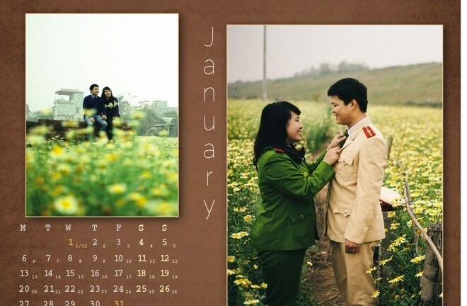 Ngắm bộ lịch tết lãng mạn của cặp đôi cảnh sát