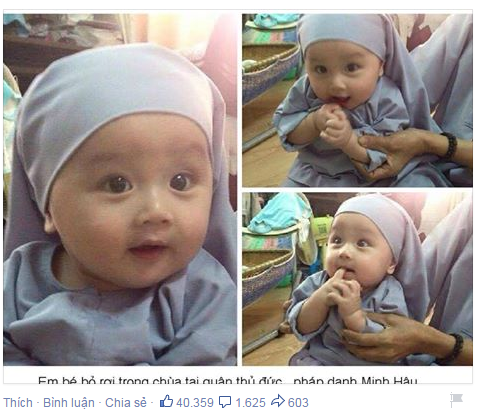 Xót xa em bé xinh như thiên thần bị bỏ rơi ở chùa