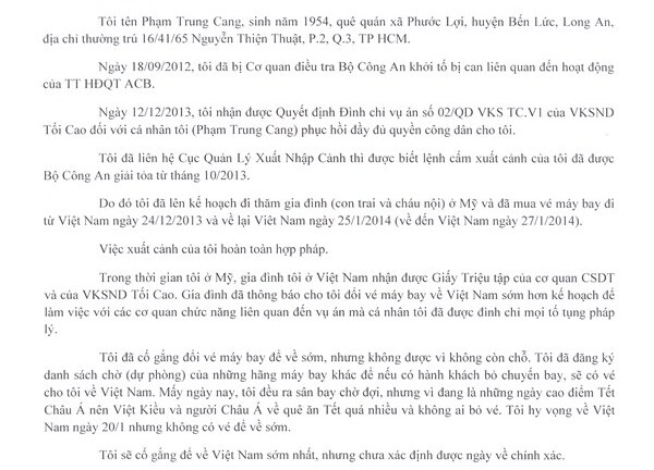 Cựu sếp ngân hàng ACB đã về Việt Nam để phục vụ việc điều tra