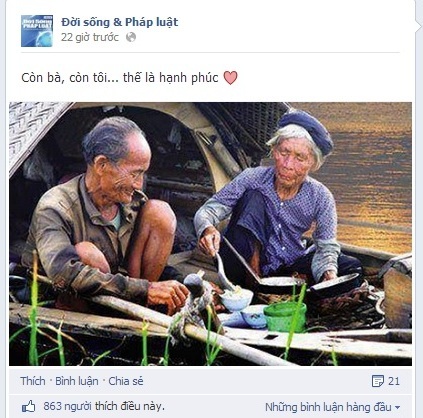 Cảm động với bức hình hai cụ già hạnh phúc