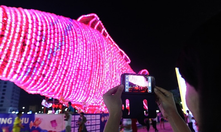 Cận ảnh “Tuyệt phẩm Ánh sáng” hình cá chép tại Times City