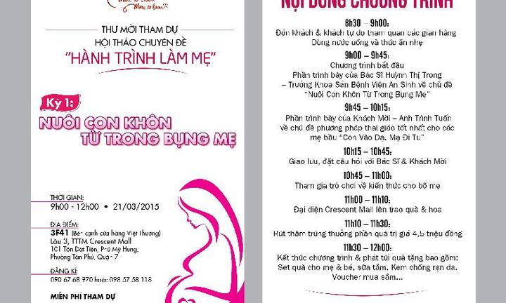 Hôi thảo “nuôi con khôn từ trong bụng mẹ” tại crescent mall 