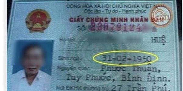 CMND cụ ông sinh ngày 31/2 gây xôn xao dư luận