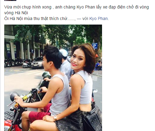 Mâu Thủy đi xe đạp điện không đội mũ bảo hiểm