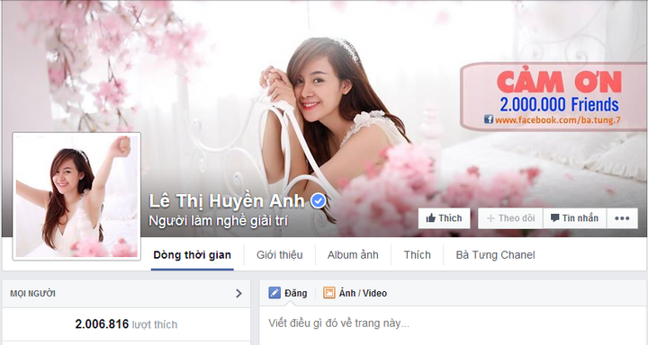 Bà Tưng vui mừng vì fanpage cán mốc 2 triệu lượt like