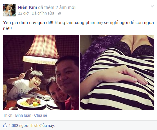 Kim Hiền khoe ảnh mang thai lần hai
