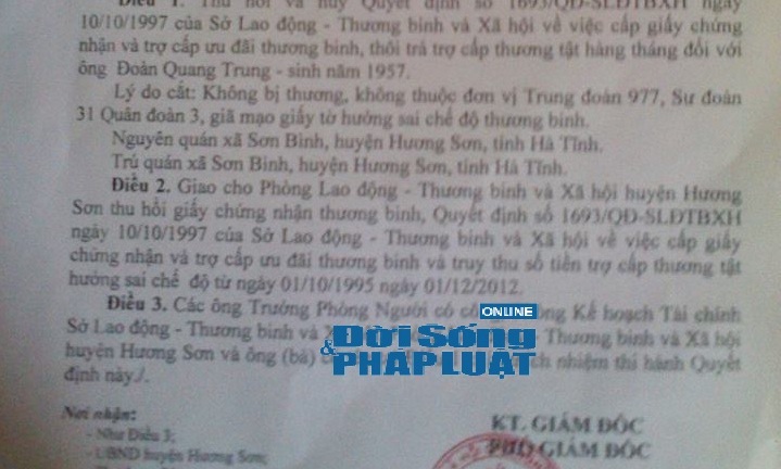 Phát hiện trưởng công an là thương binh giả