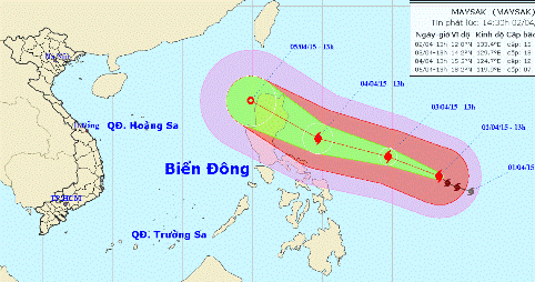 Bão rất mạnh Maysak hướng về Biển Đông