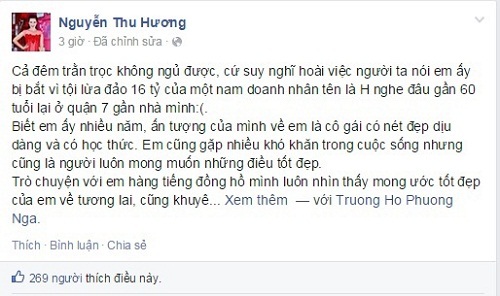 Vụ HH Phương Nga: Á hậu Thu Hương viết