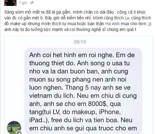 Dương Hoàng Yến bức xúc vì bị ‘gạ tình’ 8.000 USD trên Facebook