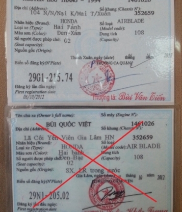 Cẩn thận với giấy tờ giả khi mua xe cũ