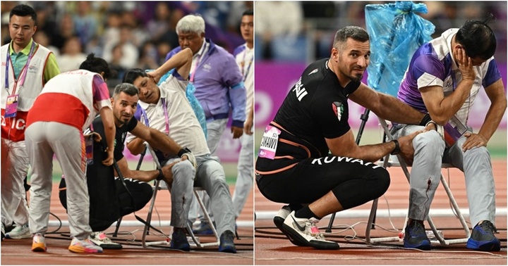 Sự cố hy hữu tại ASIAD 19: Trọng tài bị tạ ném trúng chân